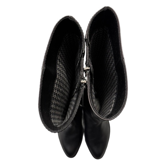 Aquatalia Size 7 Italian Leather Tall Riding Boots In Black Side Zip Equestrian - Picture 5 of 15